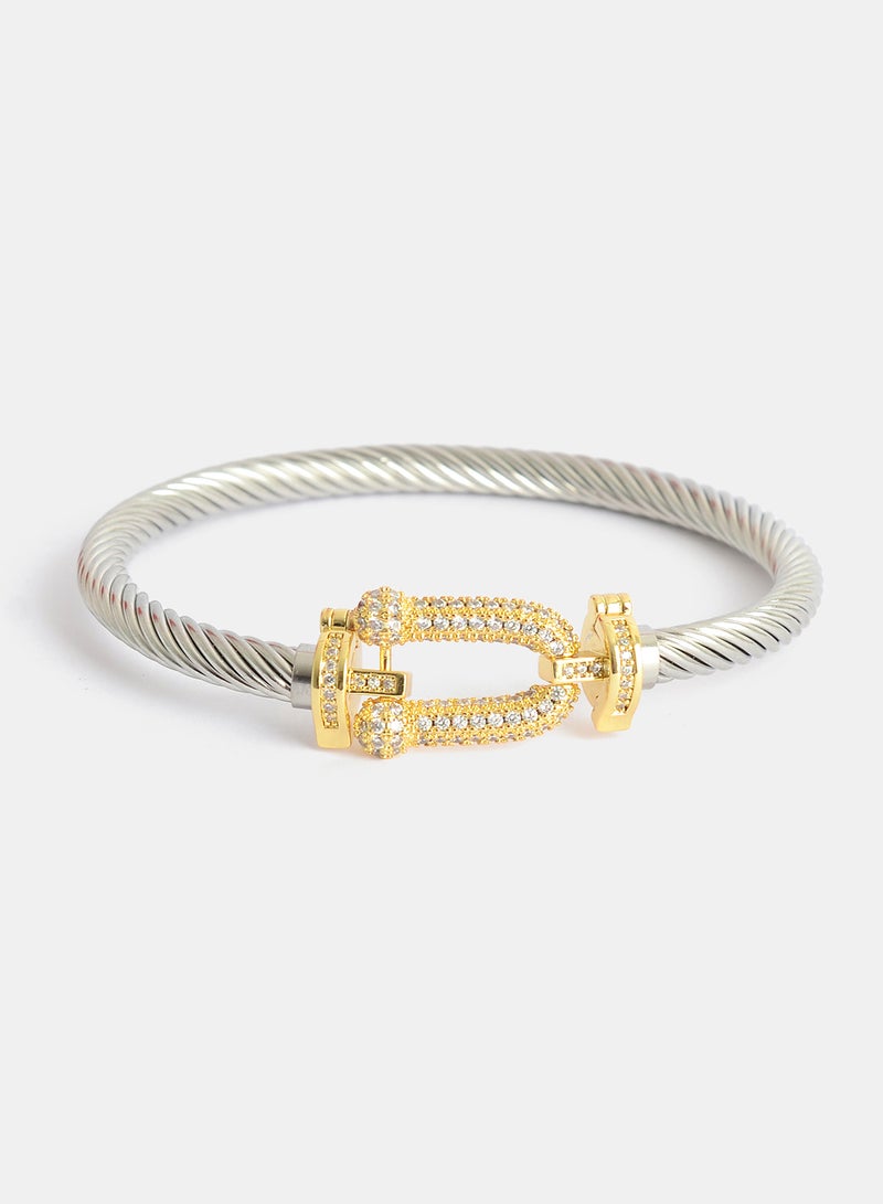 Akher el Ankoud Bracelet with a U-shaped design adorned with zircon stones - Image 2