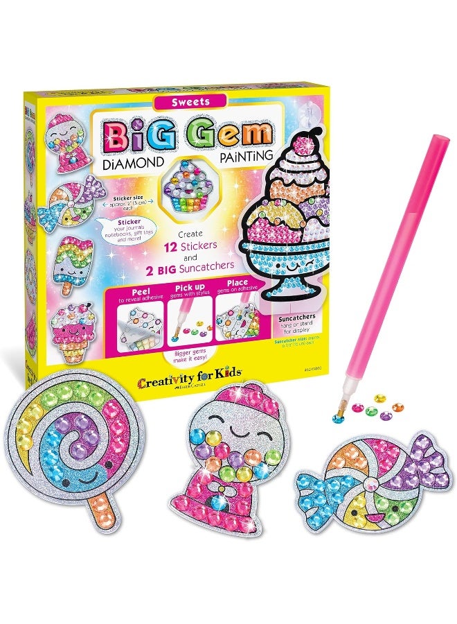 Creativity for Kids Big Gem Diamond Painting Kit: Sweets Stickers and Suncatchers - Diamond Art for Kids, DIY Stickers and Suncatcher Kit for Girls (Ages 6+) - Image 1