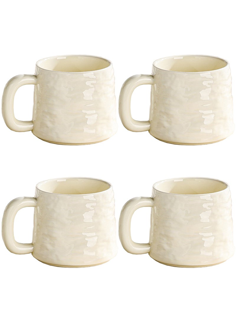 Qiccijoo Ceramic Coffee Mug Set for 4,Coffee Cups 400ml/14 Ounce Modern Style Coffee Mugs with Handles Porcelain Mugs Sets Large Coffee Mugs for Latte,Cappuccino, Tea, Hot Cocoa, Milk（Yellow） - Image 1