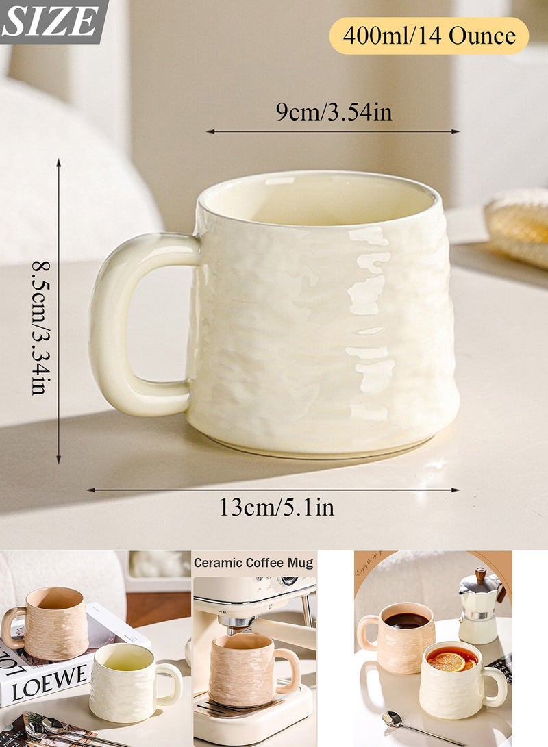 Qiccijoo Ceramic Coffee Mug Set for 4,Coffee Cups 400ml/14 Ounce Modern Style Coffee Mugs with Handles Porcelain Mugs Sets Large Coffee Mugs for Latte,Cappuccino, Tea, Hot Cocoa, Milk（Yellow） - Image 2