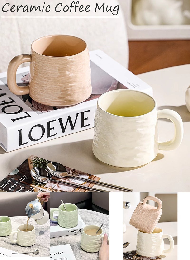 Qiccijoo Ceramic Coffee Mug Set for 4,Coffee Cups 400ml/14 Ounce Modern Style Coffee Mugs with Handles Porcelain Mugs Sets Large Coffee Mugs for Latte,Cappuccino, Tea, Hot Cocoa, Milk（Yellow） - Image 3