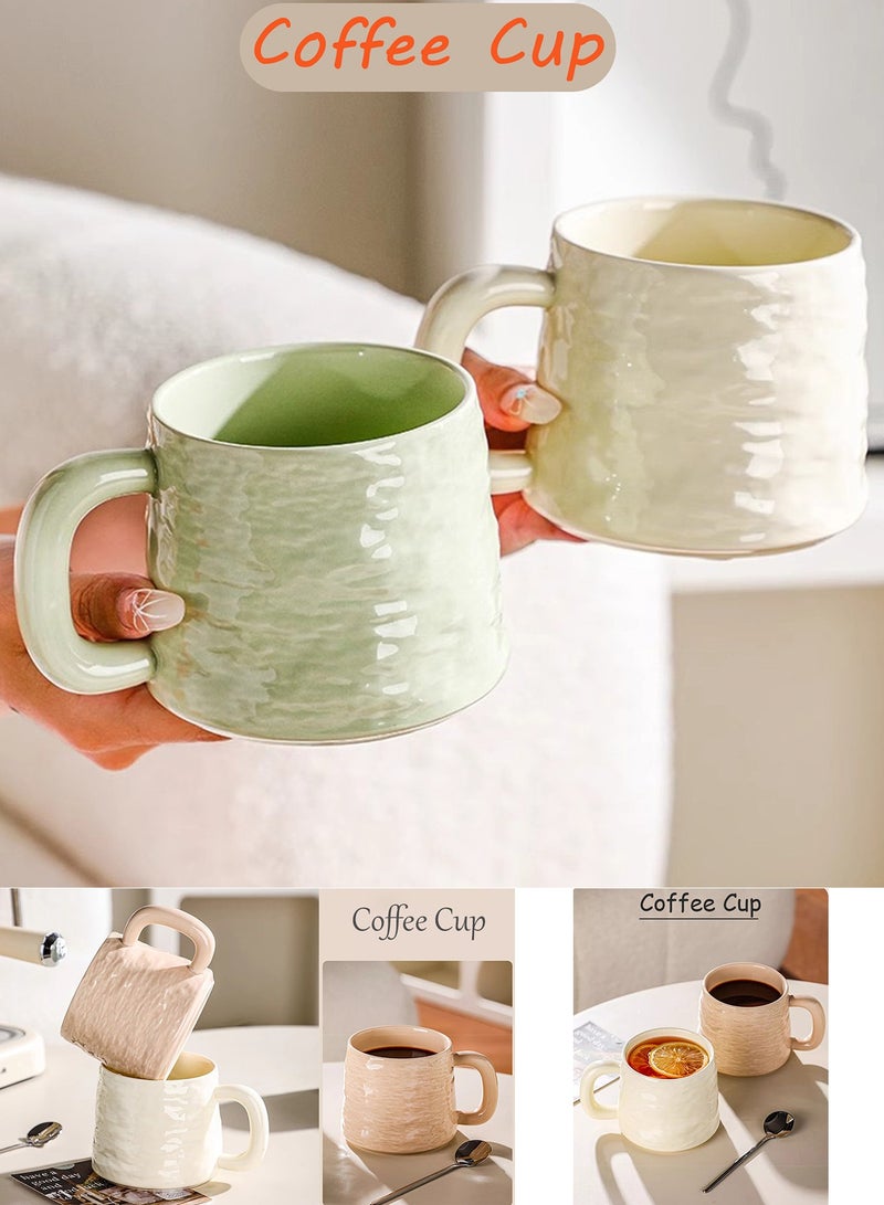 Qiccijoo Ceramic Coffee Mug Set for 4,Coffee Cups 400ml/14 Ounce Modern Style Coffee Mugs with Handles Porcelain Mugs Sets Large Coffee Mugs for Latte,Cappuccino, Tea, Hot Cocoa, Milk（Yellow） - Image 4