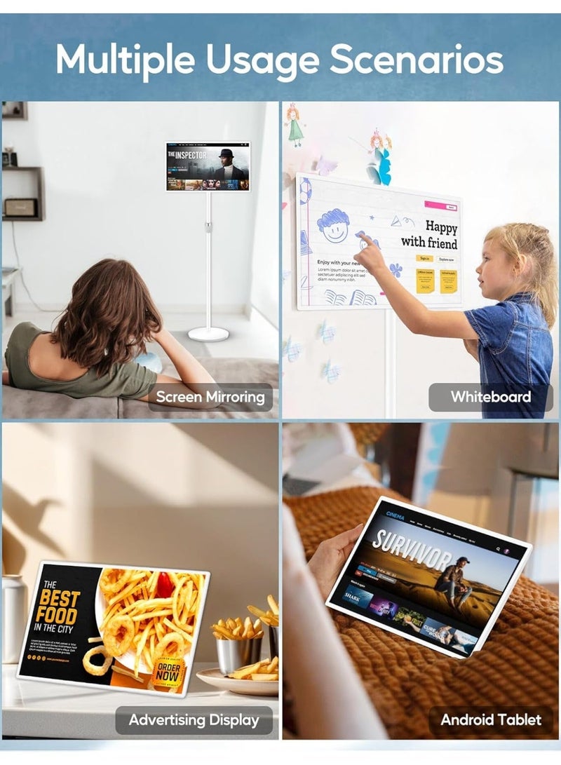 CRONY D01 21.5" Portable Smart Touchscreen TV Mobile screen with Android 12 | FHD Touch Screen Monitor & Electronic Whiteboard for Home, Office, Outdoor | 6000mAh Battery, WiFi, Bluetooth, Remote Control portable tv - Image 4