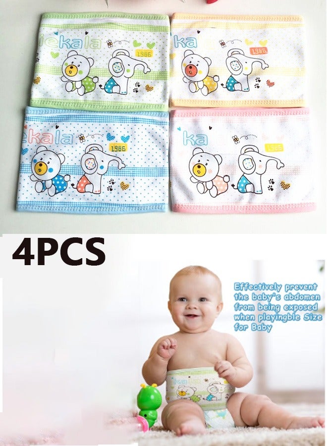 Geustos Baby Belly Band, 4 Pieces Cartoon Pattern Cotton Infant Umbilical Cord Belly Band Soft Newborn Navel Belt Adjustable Baby Belly - Image 1