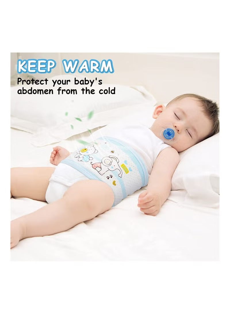 Geustos Baby Belly Band, 4 Pieces Cartoon Pattern Cotton Infant Umbilical Cord Belly Band Soft Newborn Navel Belt Adjustable Baby Belly - Image 3
