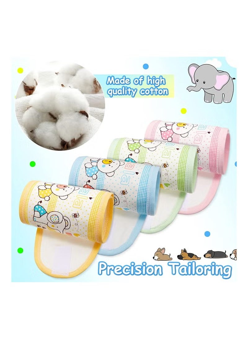 Geustos Baby Belly Band, 4 Pieces Cartoon Pattern Cotton Infant Umbilical Cord Belly Band Soft Newborn Navel Belt Adjustable Baby Belly - Image 2