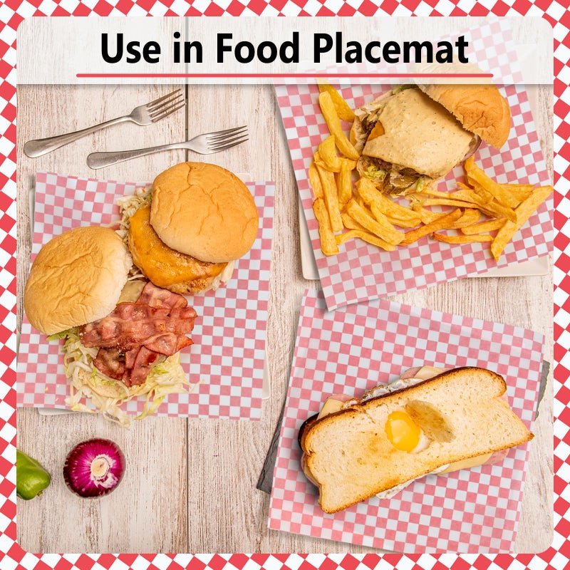 EcoDispose 12 x 12 Inches Grease Proof Deli Paper Precut Sheets for Deli Food, BBQ, Picnic, Party (100 Pcs, Red&White Checker) - Image 5