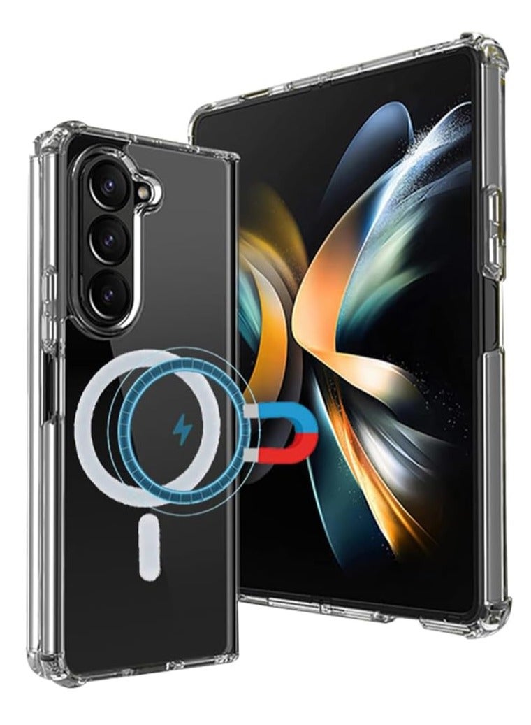 DUSALA Magsafe Anti-Yellow Slim Transparent 5 Corner Shockproof Thin Cover for Samsung Galaxy Z Fold 5 2023 Support Wireless Charger - Image 1