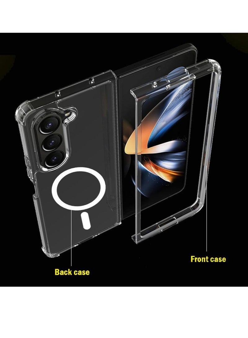 DUSALA Magsafe Anti-Yellow Slim Transparent 5 Corner Shockproof Thin Cover for Samsung Galaxy Z Fold 5 2023 Support Wireless Charger - Image 3