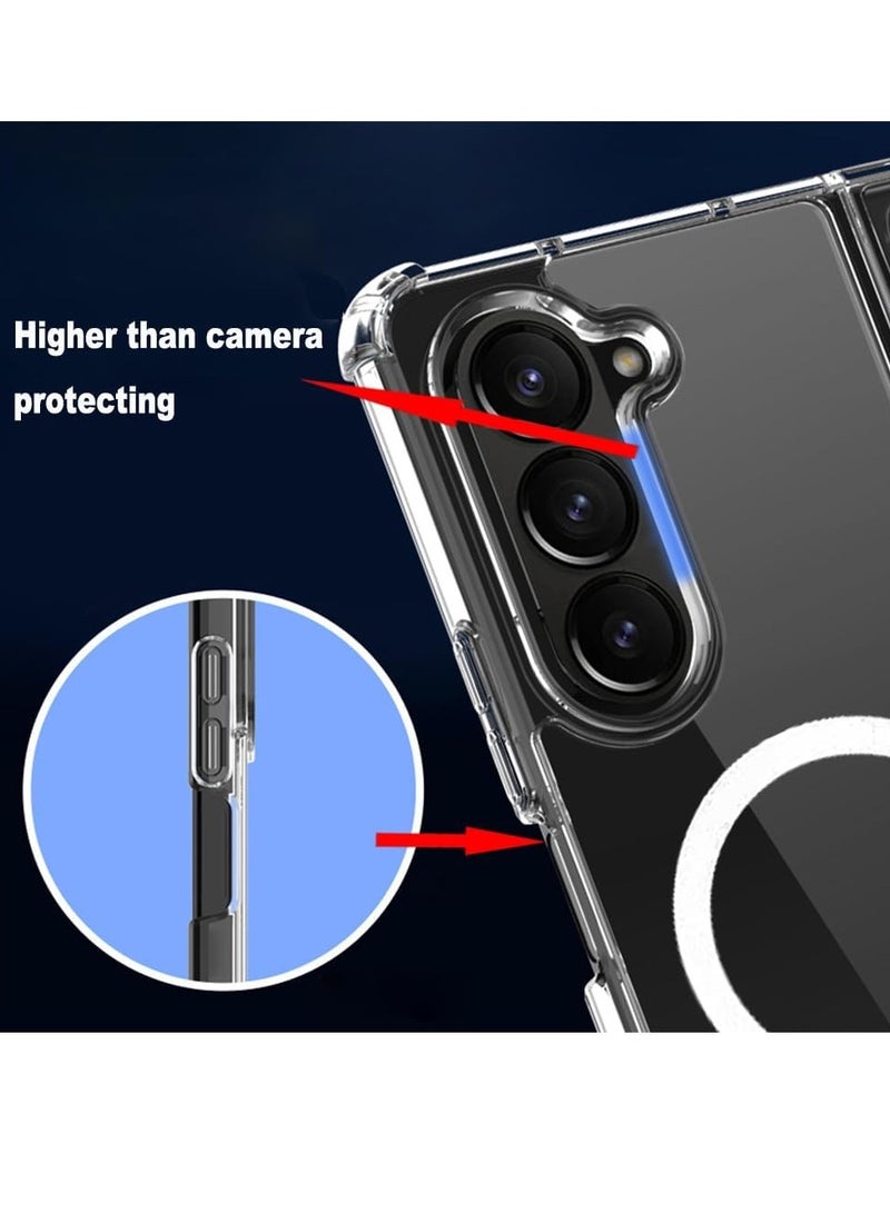 DUSALA Magsafe Anti-Yellow Slim Transparent 5 Corner Shockproof Thin Cover for Samsung Galaxy Z Fold 5 2023 Support Wireless Charger - Image 2