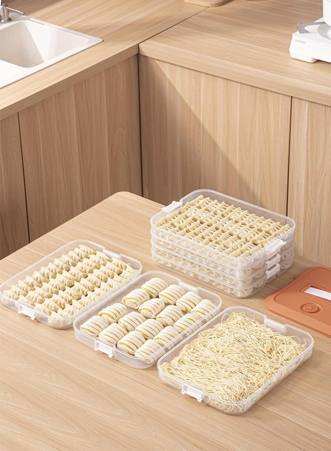 Dumpling Box 4-Layer Food Storage Container, Stackable Snack Container, With Lid, Multi-Layer Storage Airtight Large-Capacity Portable Handle Non-Stick White Four-Layer - Image 2
