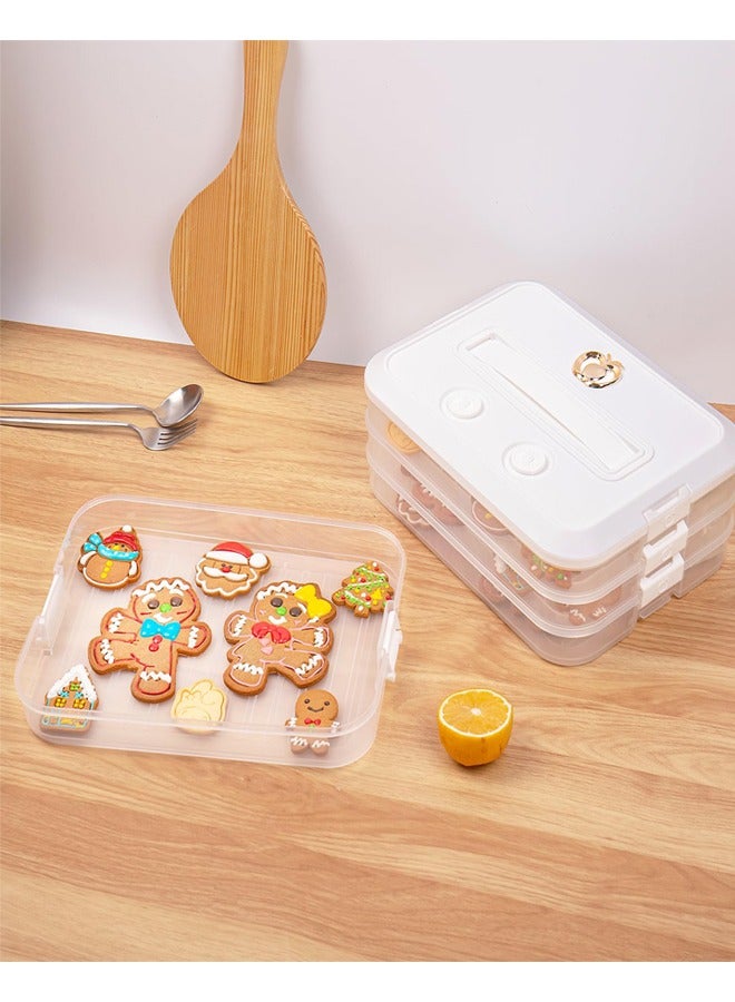 Dumpling Box 4-Layer Food Storage Container, Stackable Snack Container, With Lid, Multi-Layer Storage Airtight Large-Capacity Portable Handle Non-Stick White Four-Layer - Image 5