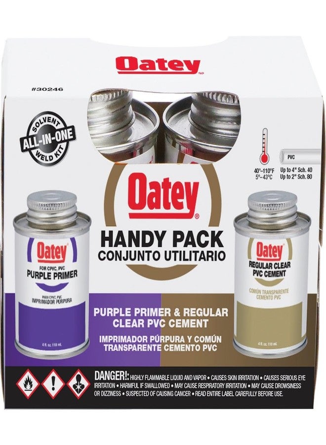 Oatey 30246 PVC Regular Cement and 4-Ounce NSF Purple Primer Handy Pack - Image 1