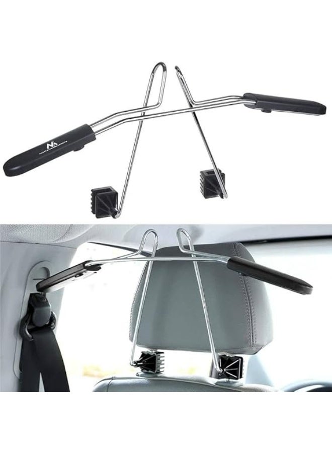 Car hanger for securing and hanging clothes, suits, and shirts while traveling and commuting. DH - Image 4
