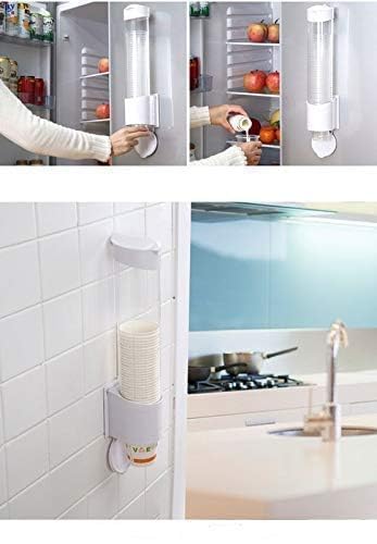 REDITEX Self Adhesive Paper Cup Glass Dispenser Holder Wall Mounted Plastic Drinking Water Cup Dispenser Glass Dispenser Holder Disposable Cup Holder Organizer - Image 3