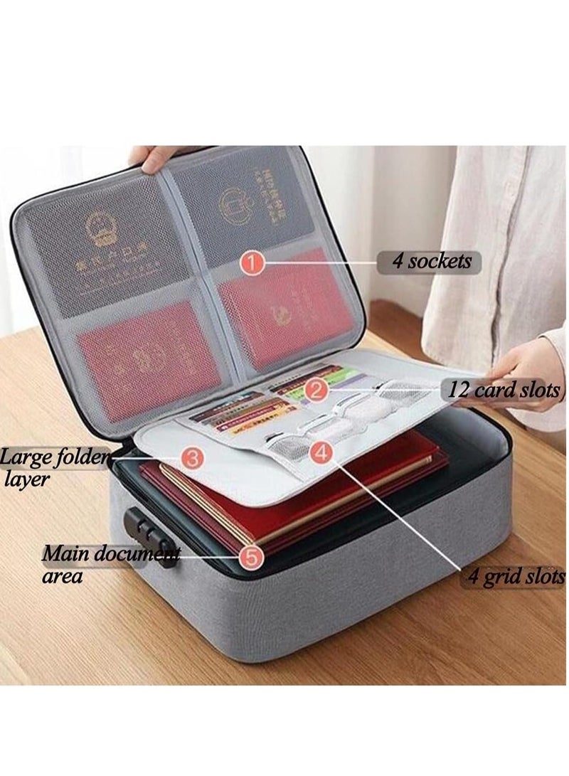 DubaiGallery Document Organizer Travel, Waterproof Document Bag, Box Files, Home Office Safe Document Organizer, Portable Filing Storage Box Holder for Documents, File, Passport, Certificate - Image 2