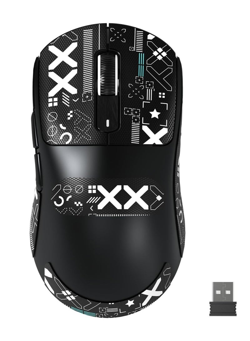 ATTACK SHARK X3MAX Wireless Gaming Mouse,PixArt PAW3950 Gaming Sensor,Up to 42K DPI,100 Million Micro,49g Lightweight Tri-Mode(BT5.2/2.4Ghz/Wired) Mice with Coiled Cable-Black&Tape - Image 1