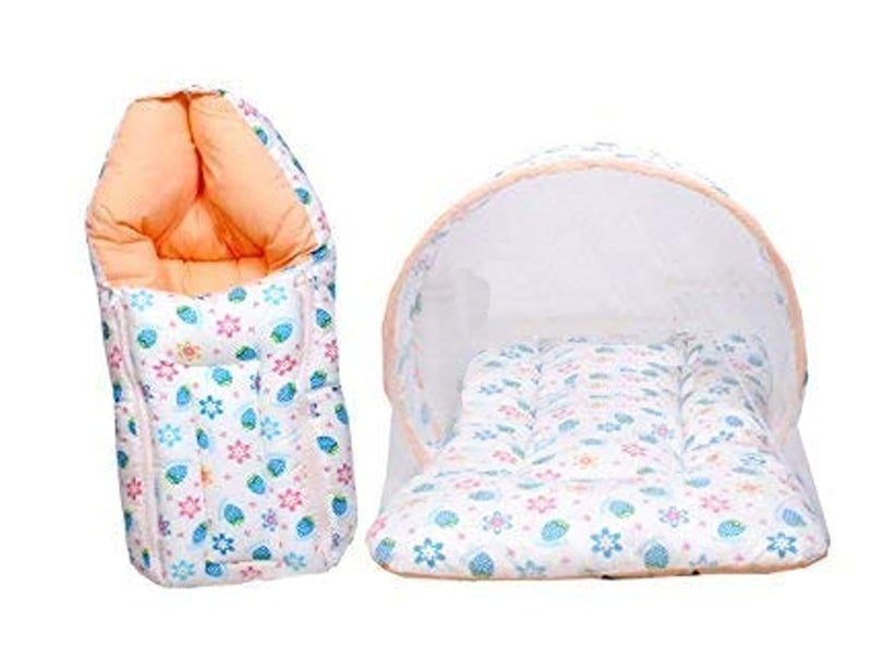 Toddylon Flat Bed Baby Bed New Born Baby Bedding Set Combo of Baby Mattress with Mosquito Net | Carry Bag | Cotton Beds | Carry Bag | Unisex Infants (0-6 Months) (2PCS Set) - Image 1