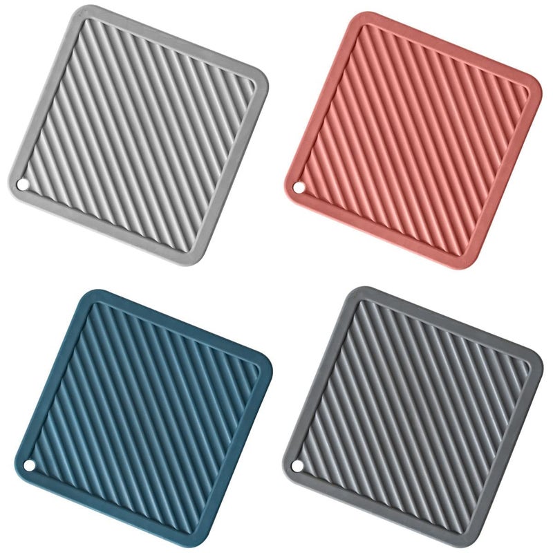 SHFTI Silicone Trivet Mats Non-Slip Hot Pad Holders Trivets for Pans,Drying Mat,Thick Countertop Mat,Bowl Mats,Dish Mats,Plant Mats(Random Color) (Large, Pack of 4) - Image 1