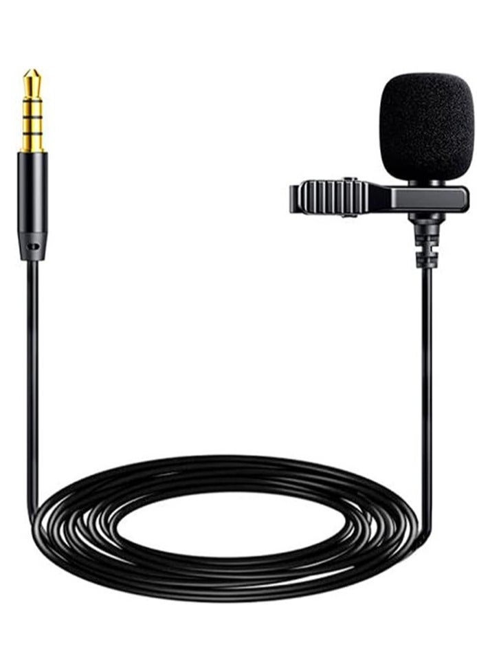 Microphone JMARY MC-R1 - Professional Lavalier Lapel Microphone Omnidirectional Condenser Mic for Mobile Recording Mic for YouTube Video Interview -Black