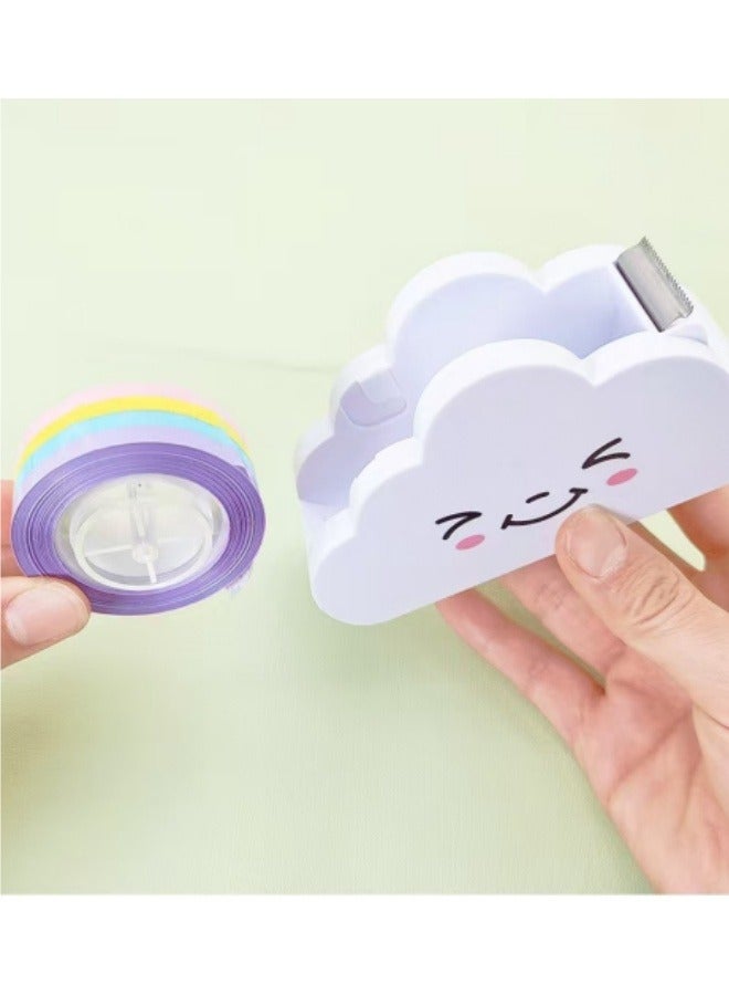 موزع شريط السحابة مع شريط قوس قزح، دفتر ملاحظات الطالب، موزع شريط سطح المكتب، آلة شريط التغليف اللطيفة - Image 1