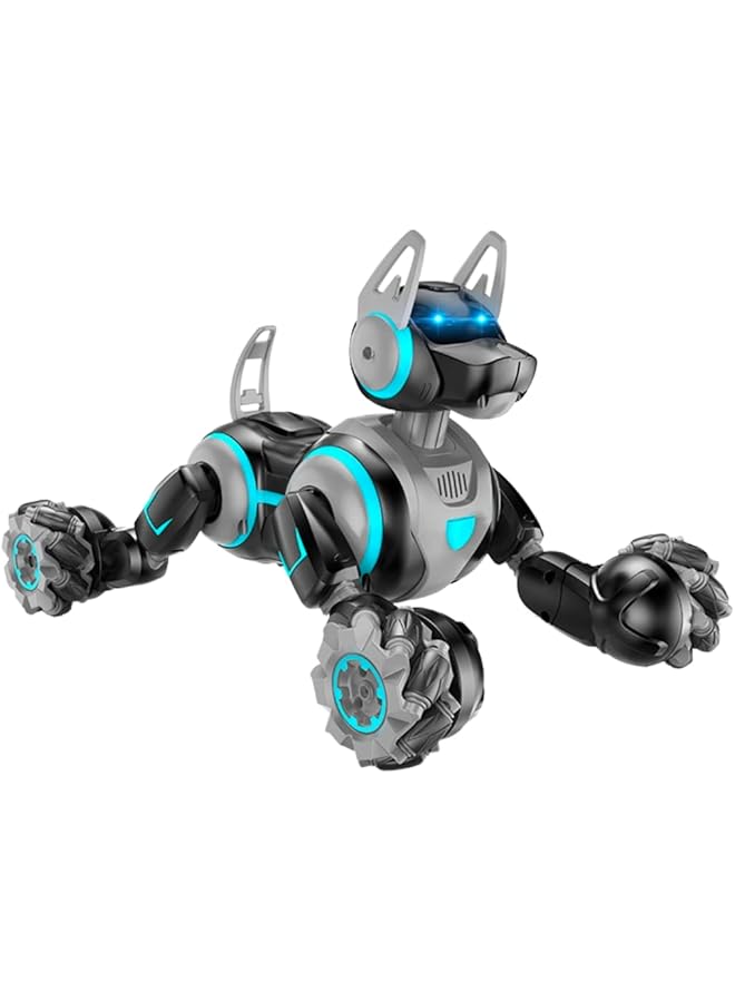 Buzzy Toys Watch Dual 2.4G Remote Control Stunt Robot Dog Black  - Image 1