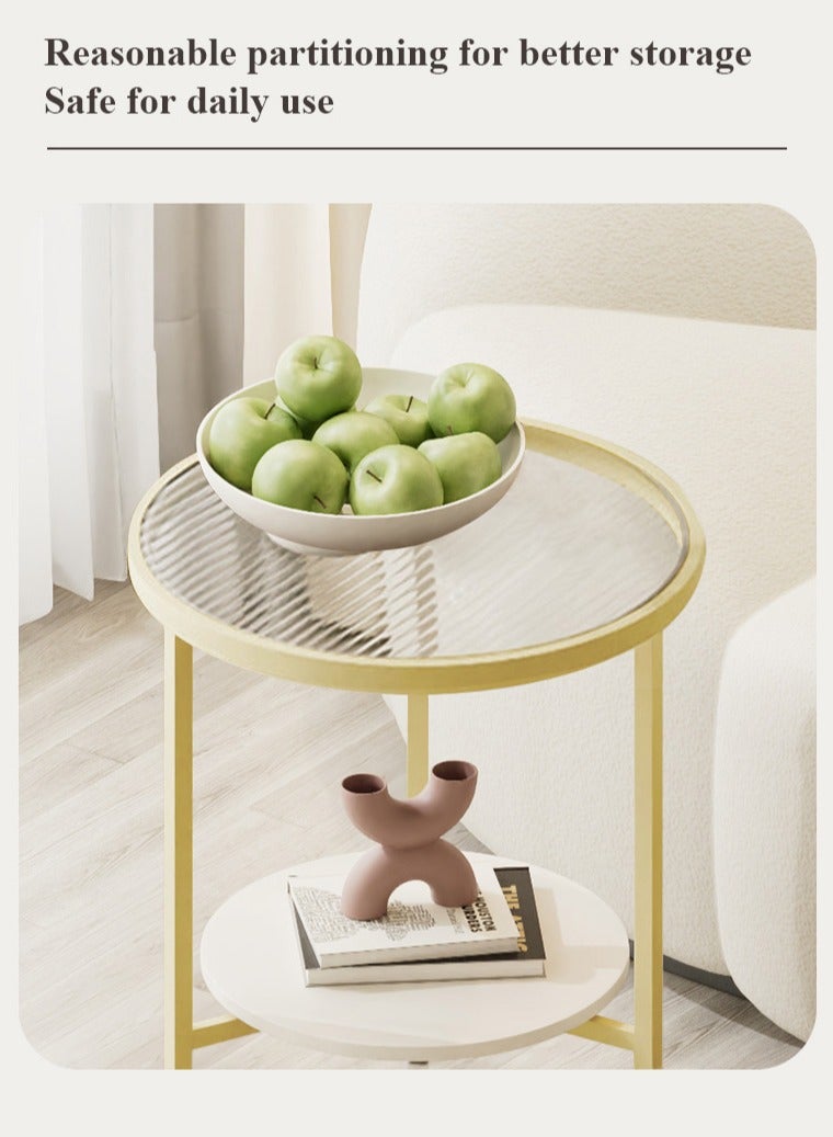 XiuWoo Nordic Style Minimalist Modern Round Small Glass Round Side Coffee Table End Table  For Home Living Room Bedroom Study Room Office - Image 4