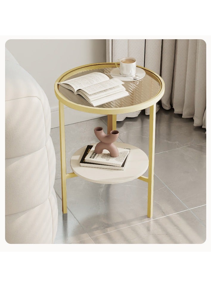 XiuWoo Nordic Style Minimalist Modern Round Small Glass Round Side Coffee Table End Table  For Home Living Room Bedroom Study Room Office - Image 5