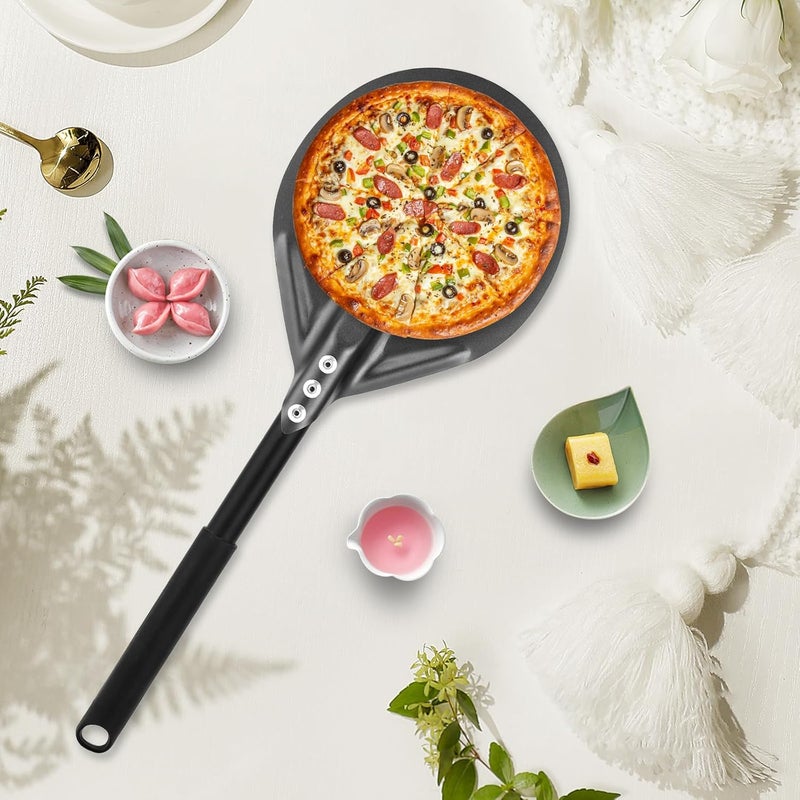 ANYDOCANMOOT Perforated Pizza Peels 6 INCH pizza spatula paddle Long Handle Metal Pizza Spatula for Indoor and Outdoor (6 Inch) - Image 2