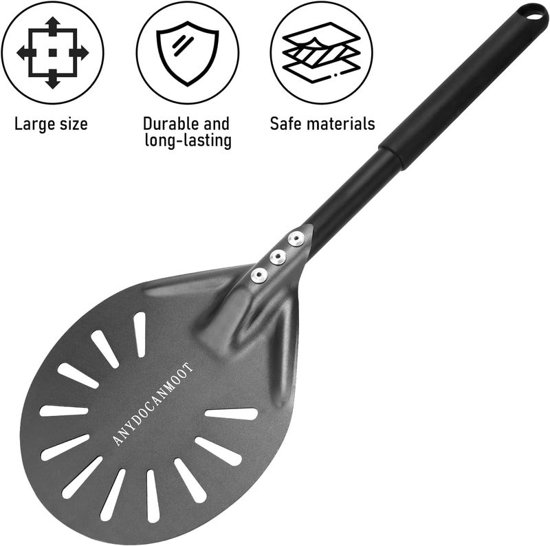 ANYDOCANMOOT Perforated Pizza Peels 6 INCH pizza spatula paddle Long Handle Metal Pizza Spatula for Indoor and Outdoor (6 Inch) - Image 3