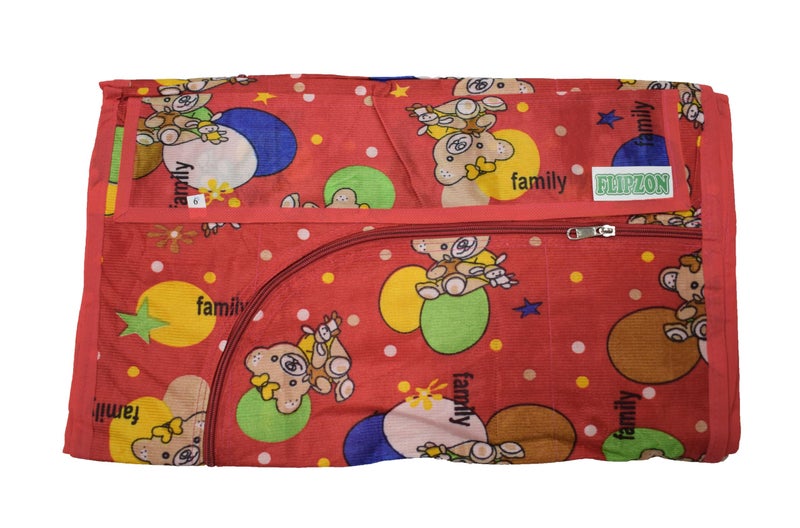 FLIPZON Wardrobe Cover - Cotton 6 Shelves Baby Wardrobes Cover (Family Red) | Cloth Only - Image 2