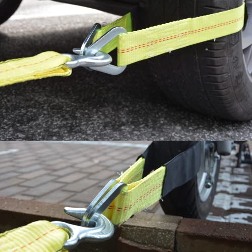 XSTRAP STANDARD 4 Pack of 36 x 2" Axle Strap with Protective Sleeve and D-Ring for Securing Car Transport, Axle Tie Down Straps - 3333 Lb. Capacity 10,000 Breaking Strength - Image 2