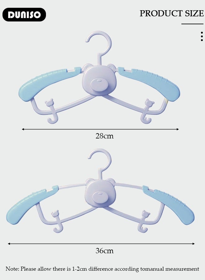 DUNISO 10 Pcs Baby Hangers, Extendable Baby Closet Hanger with Removable Clip for Newborn to Teenagers, Non-Slip Plastic Infant Hangers, Stackable Clothes Hangers for Baby Closet Organizer  - Image 4
