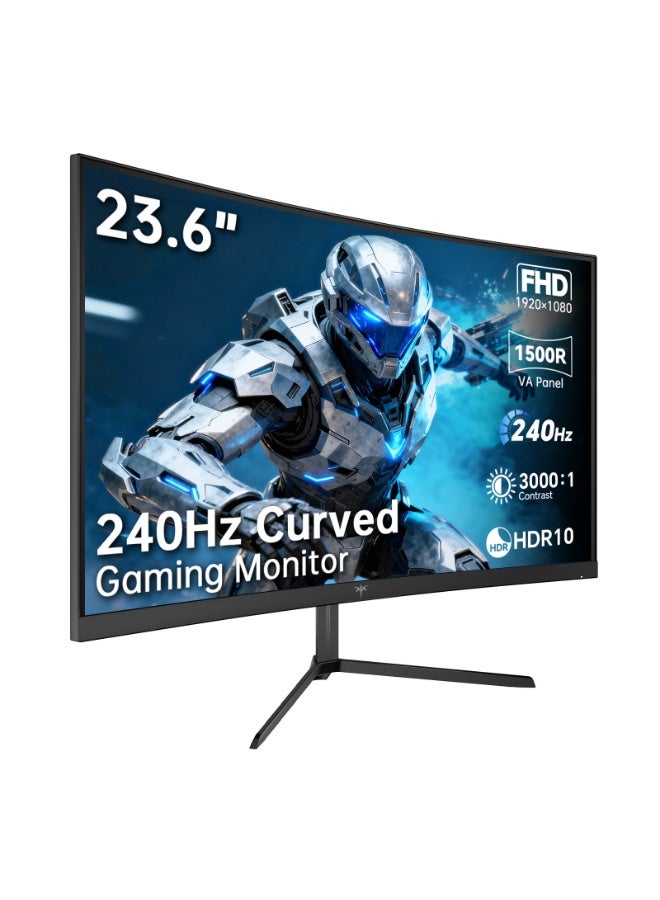 KTC 24 Inch 240Hz Curved Gaming Monitor, FHD 1080p 1500R 1ms Computer Monitor, Adaptive Sync, 3000:1 Contrast, HDR Support, HDMI 2.0 & DP 1.4, Low Blue Light, Tilt, VESA, H24S17P - Image 1