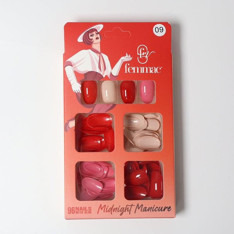 Midnight Manicure Press-On False Nails – Reusable, Lightweight, Salon Finish, 09 Oval