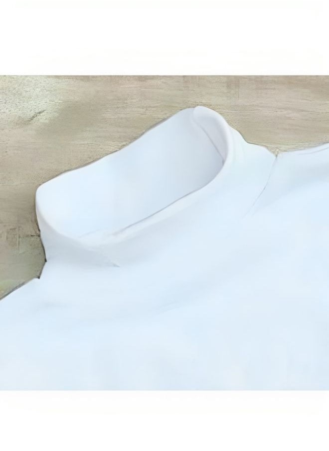 Generic - High Cool Basic Children's T-Shirt for Boys and Girls, Winter, High Neck and Long Sleeves, Wool Lined with Pillow, White - Image 1