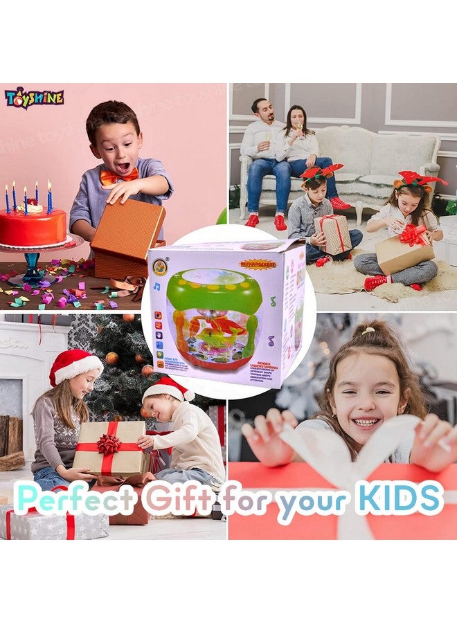 Toyshine Hand Beat Musical Fish Aquarium Drum Toy Rechargeable with Rotating Dynamic Lamplight Fun Educational Toy for Baby Toddlers - Image 5