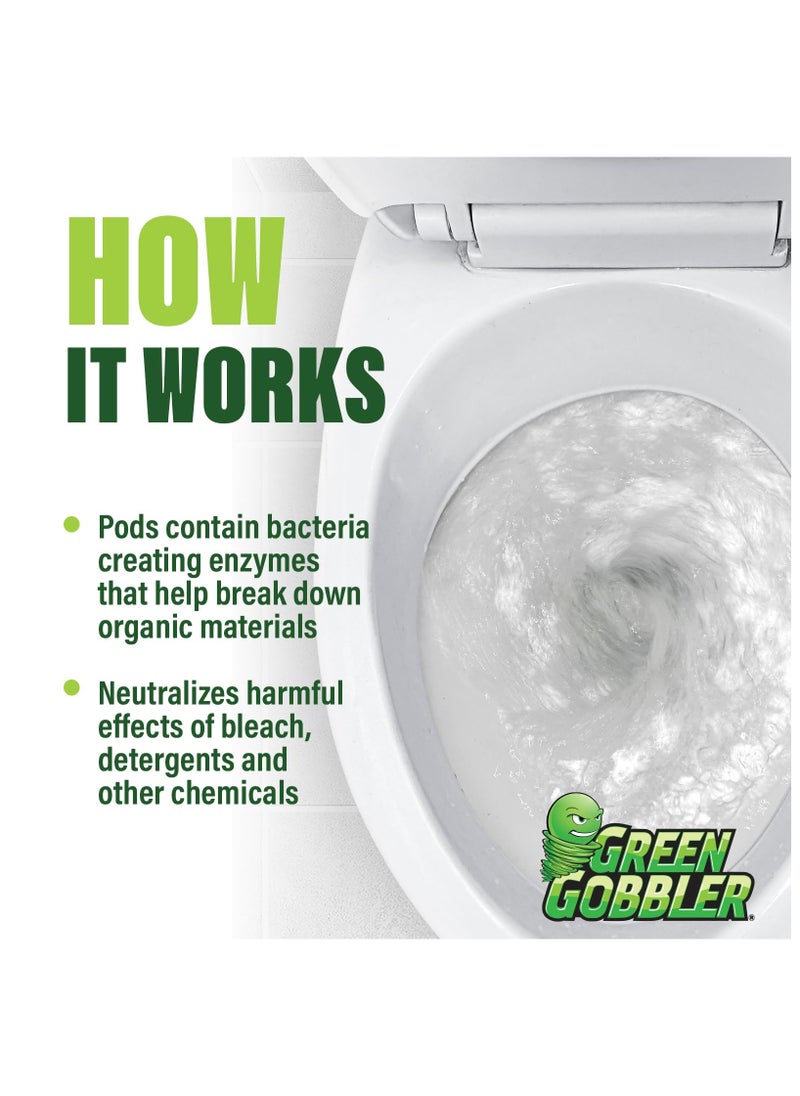 GREEN GOBBLER - SEPTIC SAVER Treatment Pods with Bacteria For Healthy Septic System, 6 Month Supply, 1.30 oz (Package May Vary) - Image 1