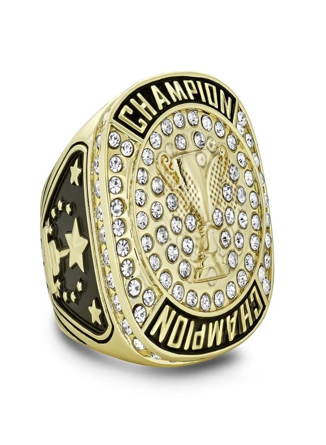 Express Medals Champion Gold First Place Trophy Cup Ring Award Gift Fantasy Prize with Display Neck Chain and Stand Championship Rings - Image 1