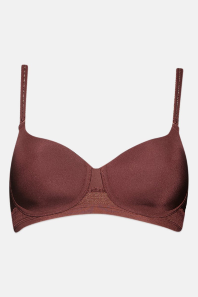 TRIUMPH Women Solid Padded Non Wire Bra, Dark Brown - Image 1