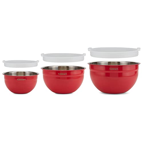 Cuisinart CTG00SMB Stainless Steel Mixing Bowls with Lids Set of 3 Red - Image 3