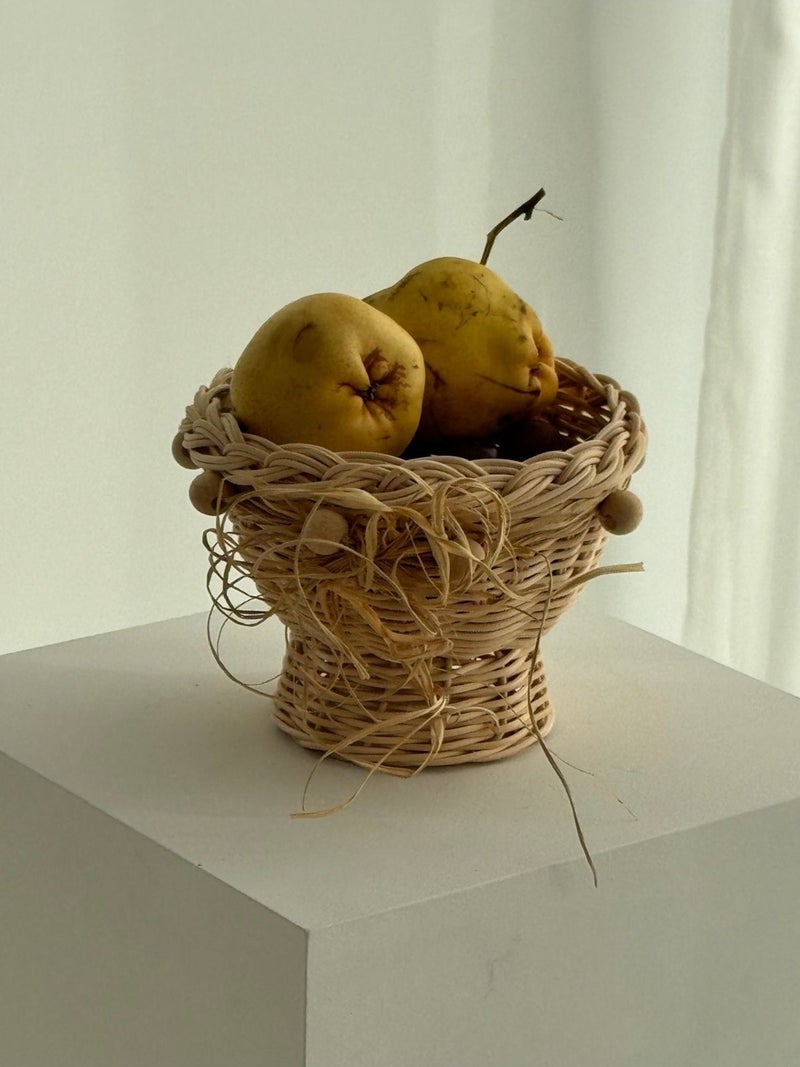 Maison Avf Rattan Bamboo Wicker Wooden Beaded Bowl-Basket - Image 1