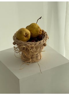 Maison Avf Rattan Bamboo Wicker Wooden Beaded Bowl-Basket  - Image 3