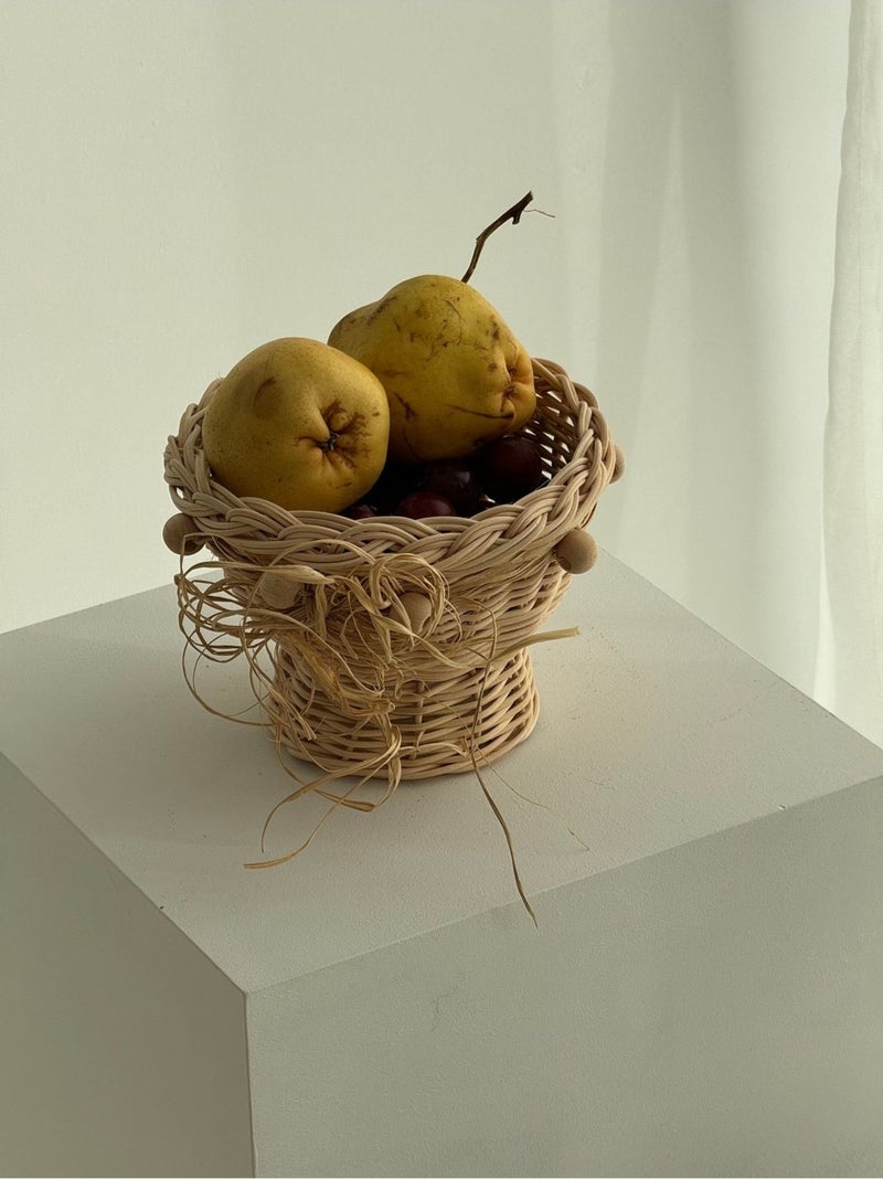 Maison Avf Rattan Bamboo Wicker Wooden Beaded Bowl-Basket - Image 3