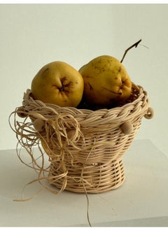 Maison Avf Rattan Bamboo Wicker Wooden Beaded Bowl-Basket  - Image 2