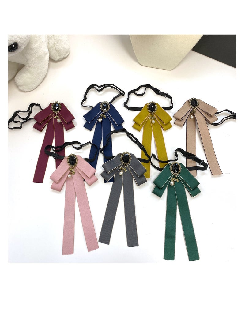 Bow Tie For Women, Pre-Tied Ribbon Tie Adjustable Neck Tie with Rhinestone for Collared Blouse Shirt Dress（black） - Image 4