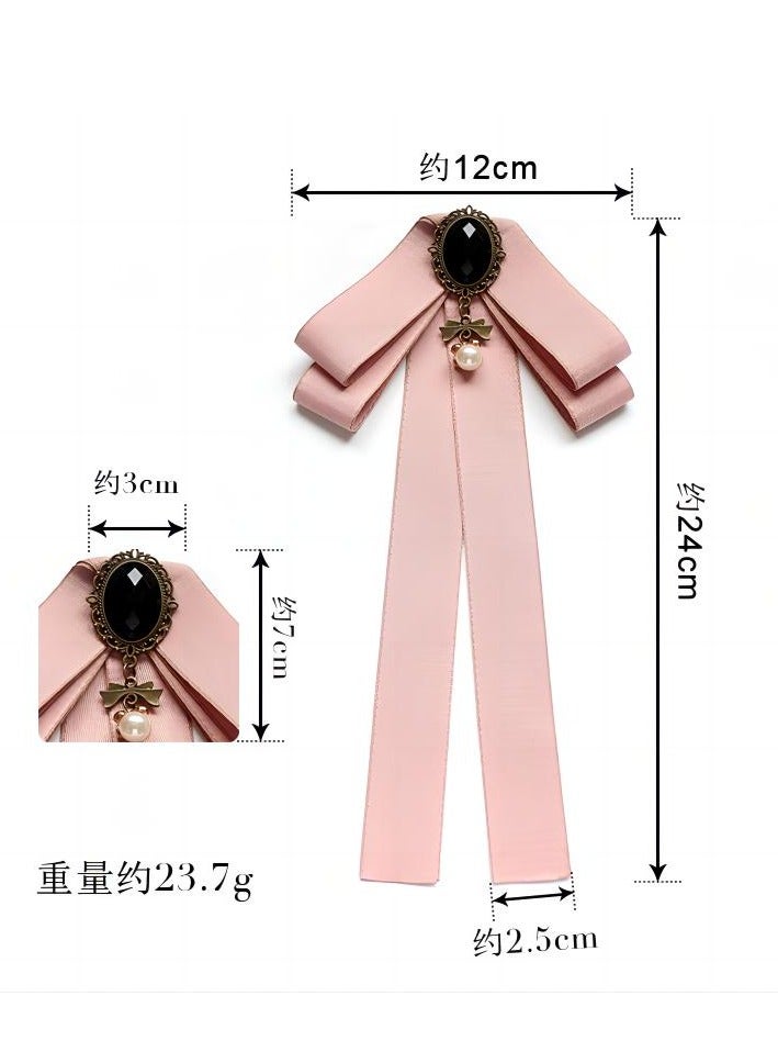 Bow Tie For Women, Pre-Tied Ribbon Tie Adjustable Neck Tie with Rhinestone for Collared Blouse Shirt Dress（black） - Image 5