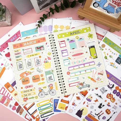 OFIFO® 28 Sheets Sticker Book, Monthly Celebrations Planner Stickers Set, Daily Planners Stickers for Journal Perfect for Journal, Scrapbook Projects and Decor - Image 2
