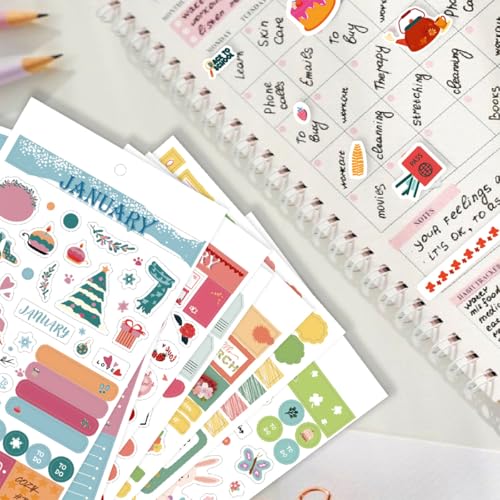 OFIFO® 28 Sheets Sticker Book, Monthly Celebrations Planner Stickers Set, Daily Planners Stickers for Journal Perfect for Journal, Scrapbook Projects and Decor - Image 5