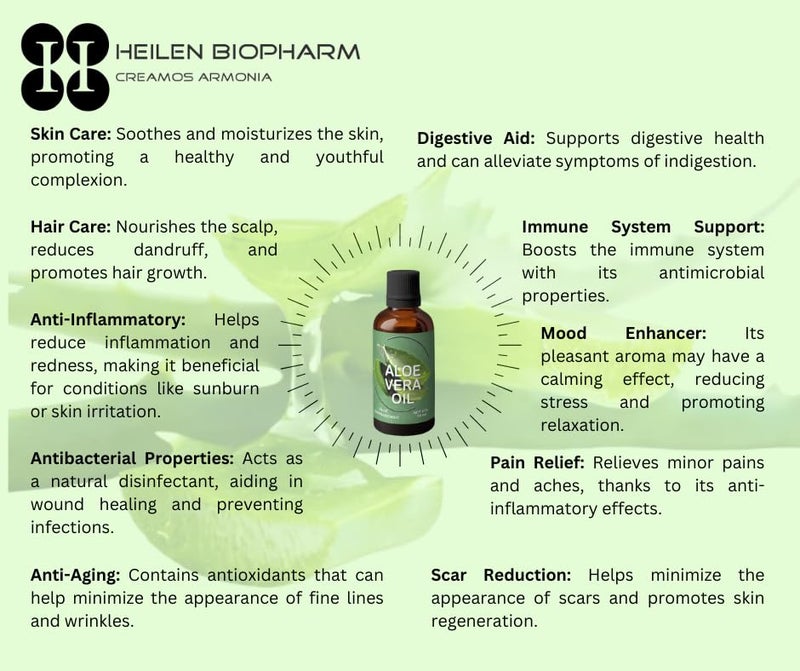 Heilen Biopharm Heilen Biopharm Aloe vera Aloe barbadensis miller Essential Oil For AntiAging Hair Skin care 100 mL Per Bottle Pack of 1  - Image 3